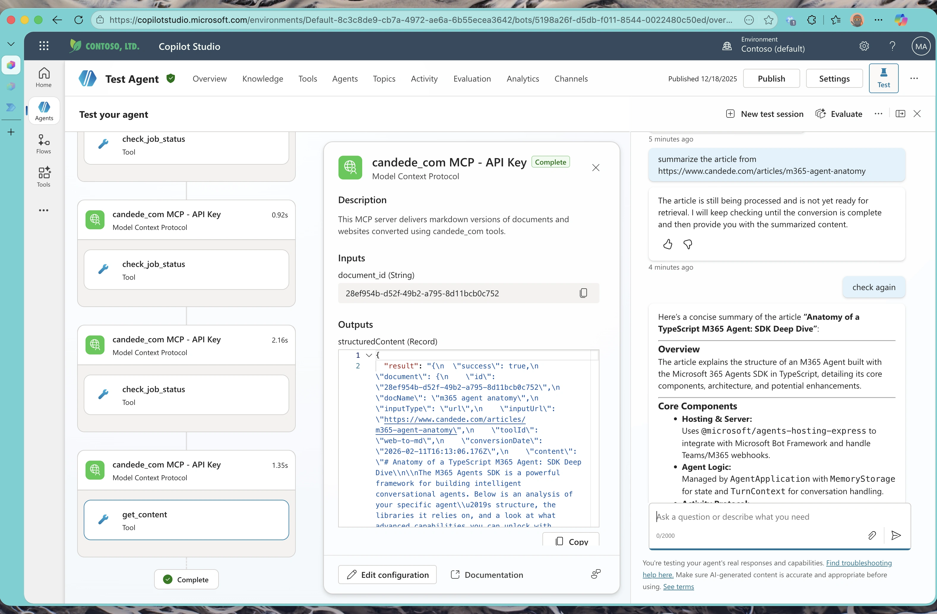 GPT-4.1 invoking an MCP tool based on user intent