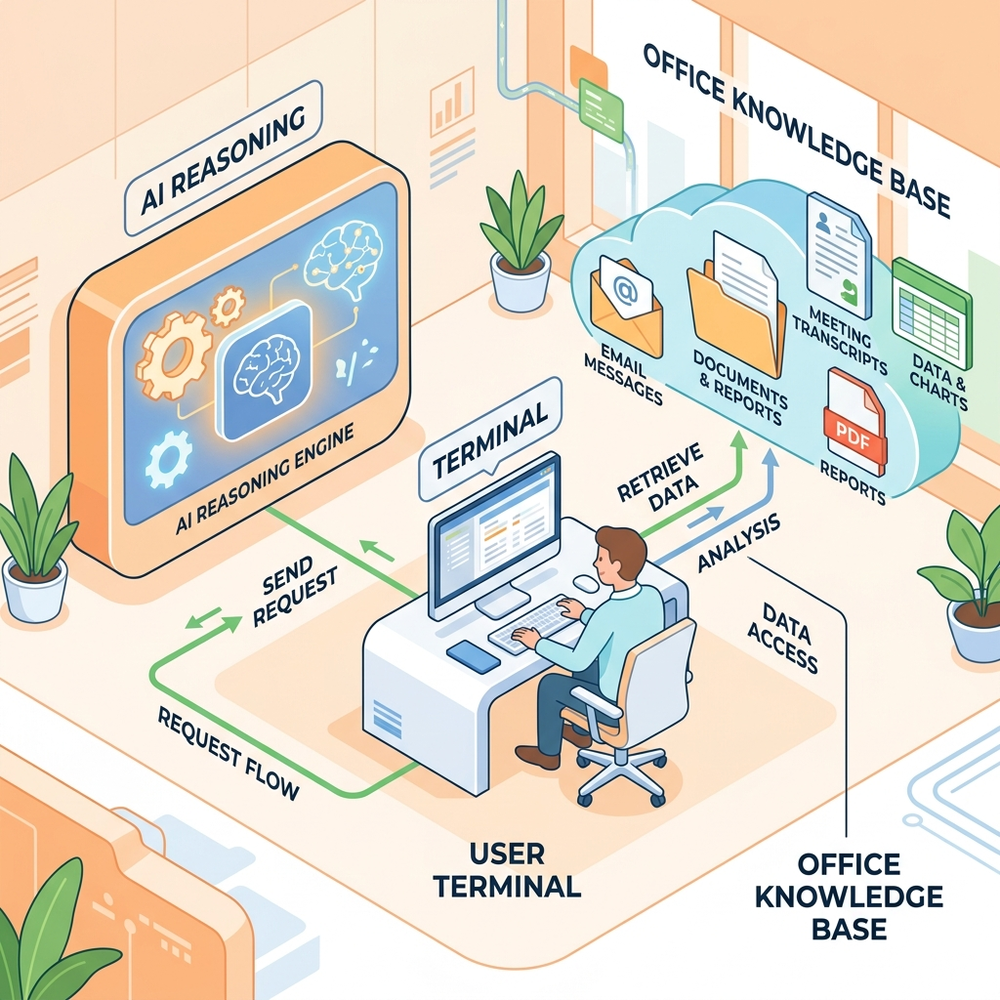 Copilot CLI and Work IQ Architecture Flow